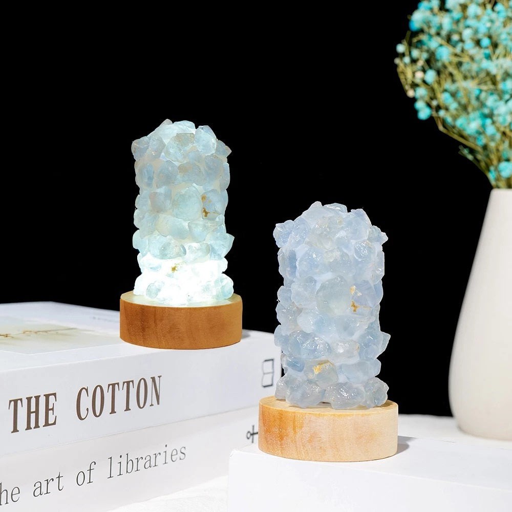 Blue Celestite Crystal Lamps