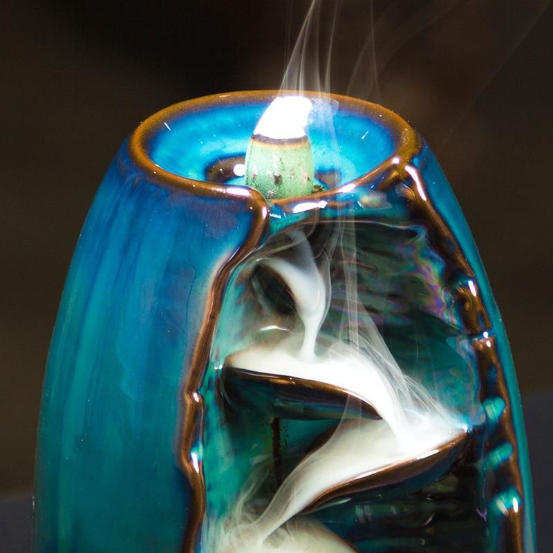 The Waterfall' Ceramic Incense Holder - Aqua