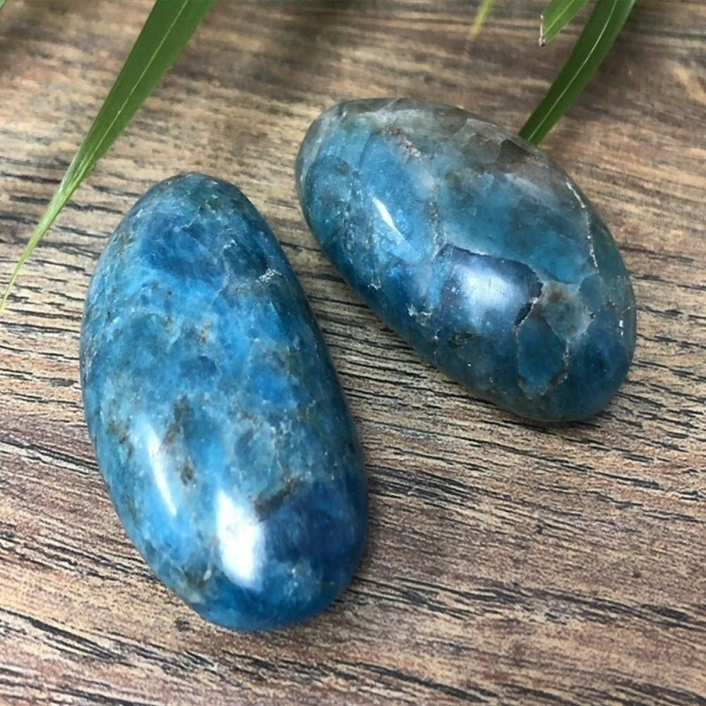 Blue Apatite Crystal Palm Stone