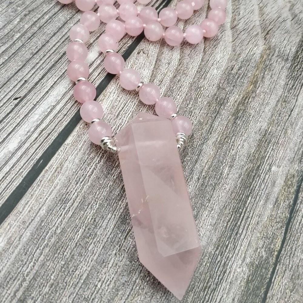 Romantic cheapest Rose Quartz Chunky Bead Necklace 24 inch