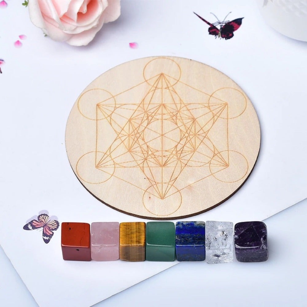 Chakra Stone Set With Crystal Grid Board