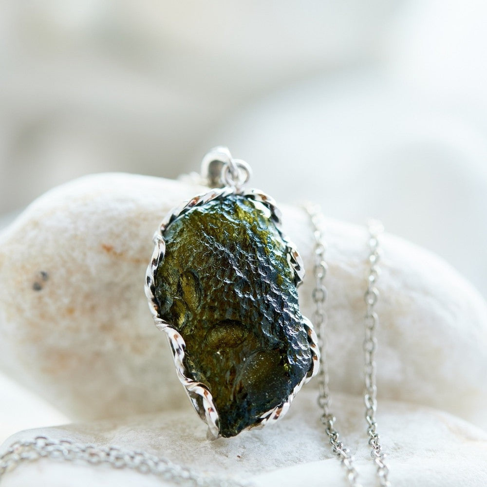 Real Moldavite Crystal Necklace