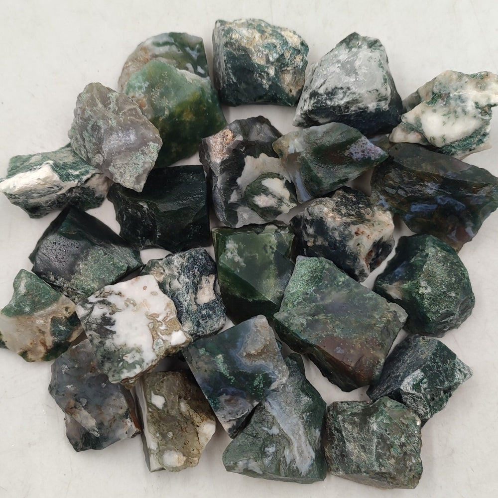 Raw Natural Green Moss Agate Stones