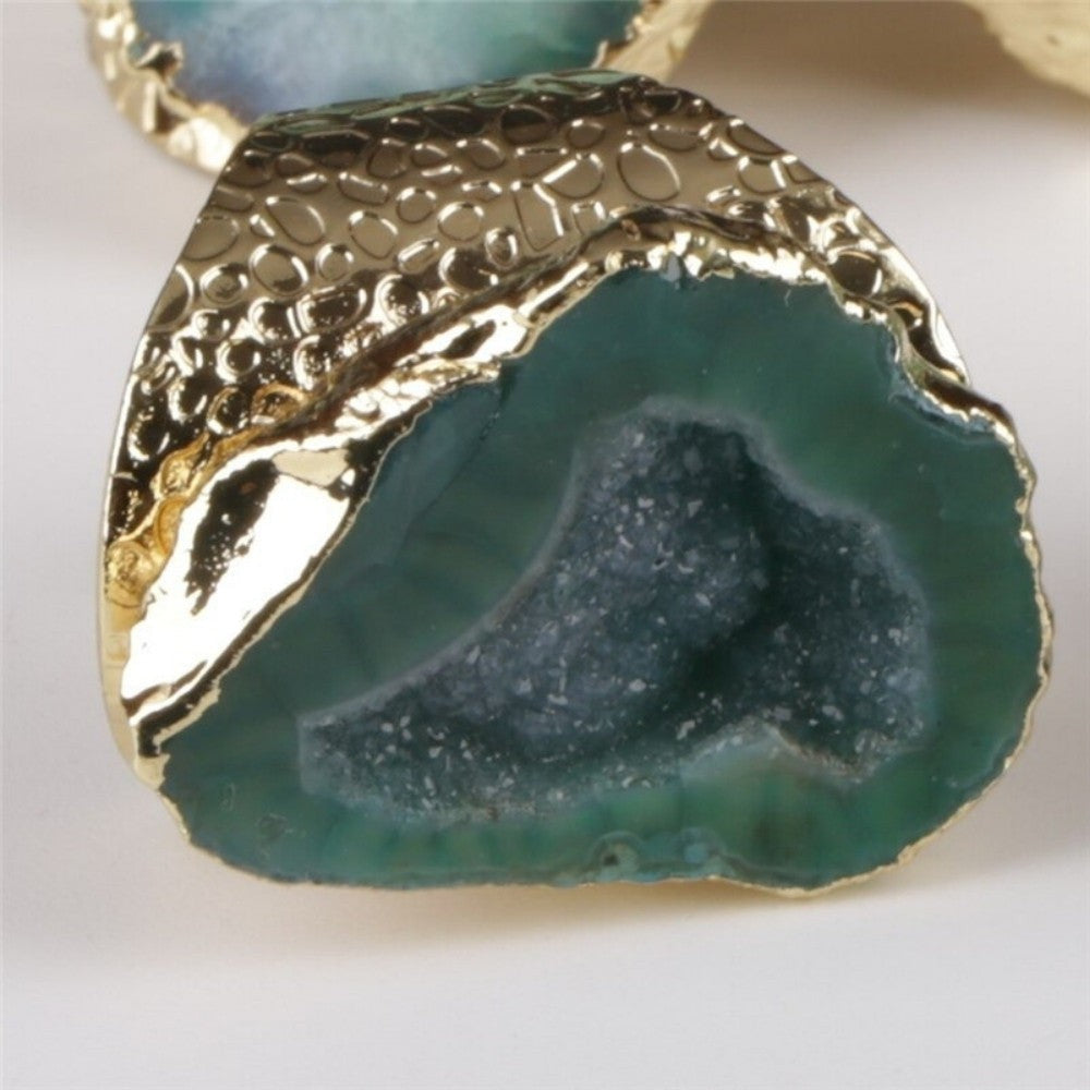 Green Agate Geode Ring