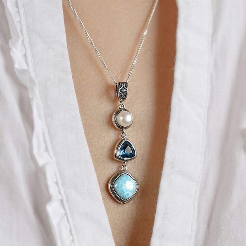 Silver Larimar Stone Necklace – MindfulSouls