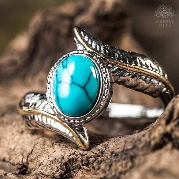 Stylish Sterling Silver Ring with Reconstituted Turquoise Stone | Exotic  India Art