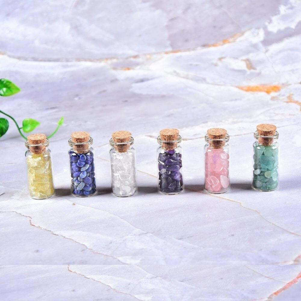 Natural Gemstone Glass Bottle Decor Set