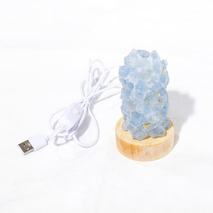 Blue Celestite Crystal Lamp