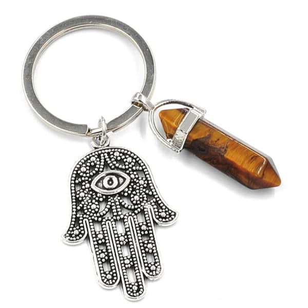 Hamsa Hand Natural Gemstone Keychain