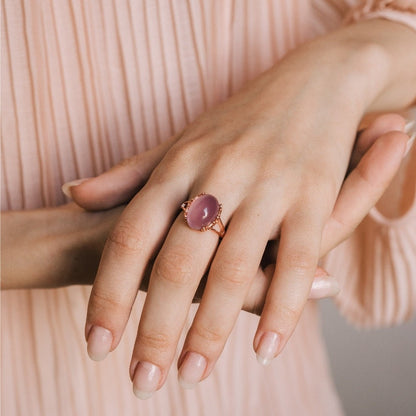 Natural Rose Quartz Gemstone Ring