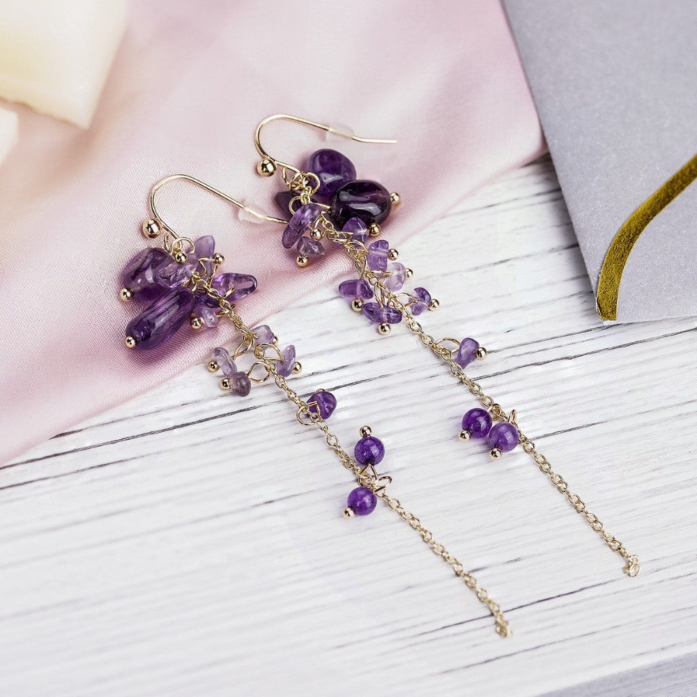 Purple stone earrings on sale gold