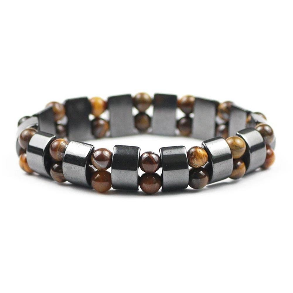 Hematite Tiger's Eye Stone Charm Bracelet