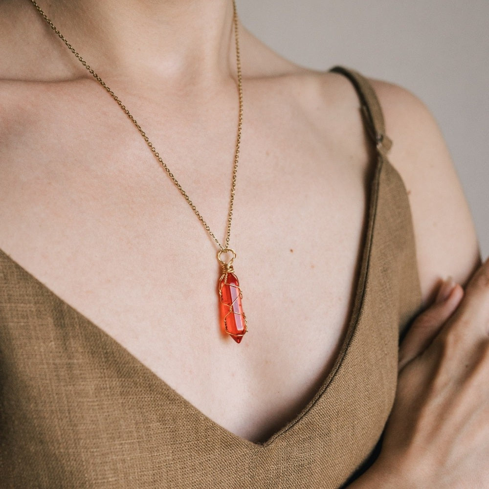 Red Carnelian Crystal Necklace