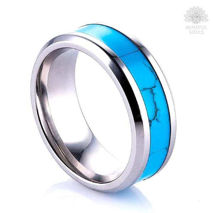 Blue Turquoise Tungsten Ring