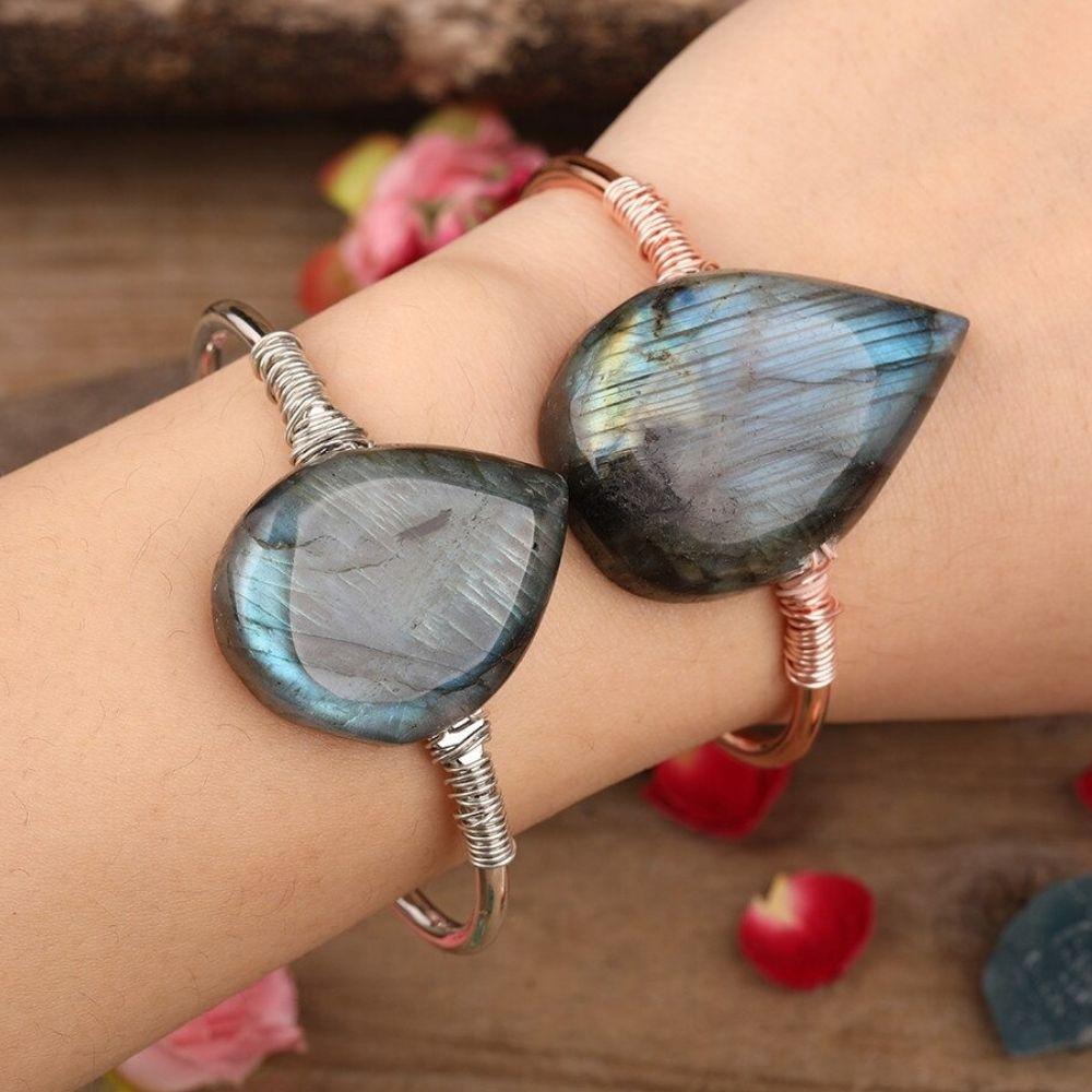 Labradorite Crystal Teardrop Bracelet