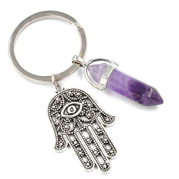 Hamsa Hand Natural Gemstone Keychain – MindfulSouls