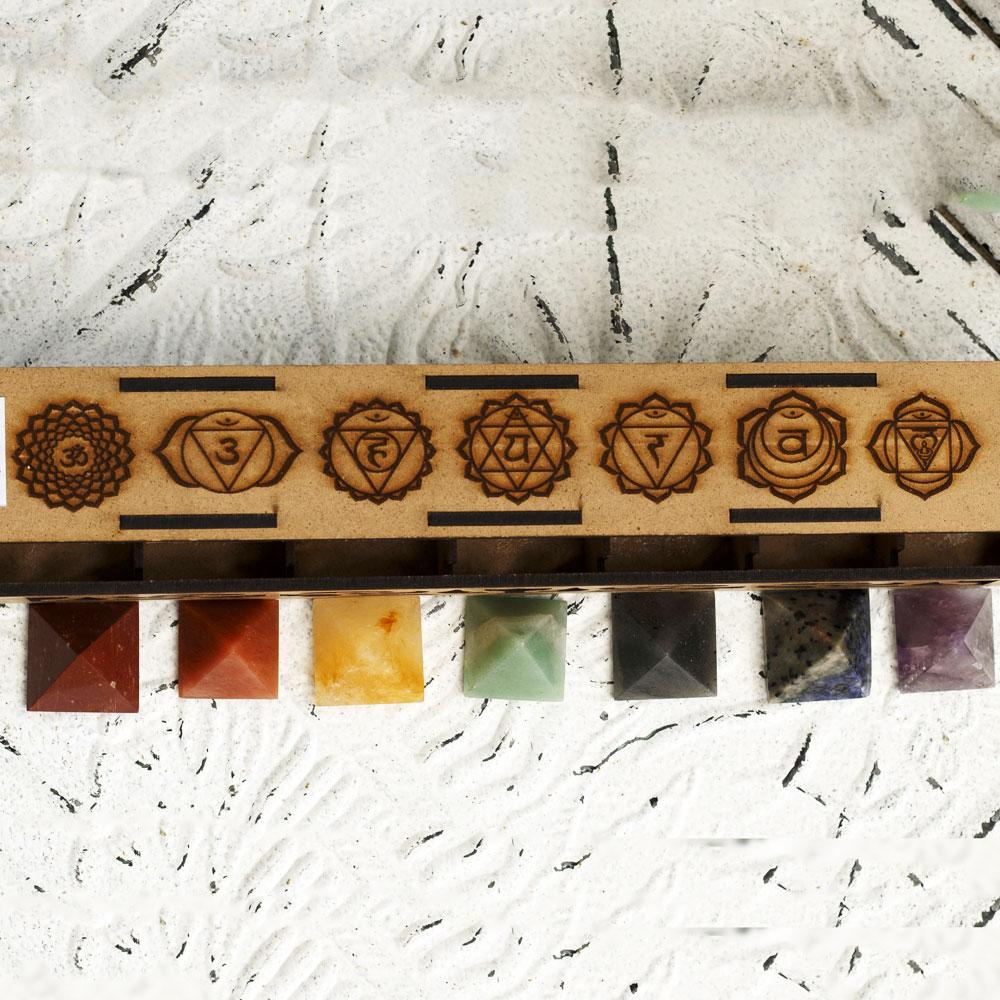 7 Chakra Crystal Pyramids Set