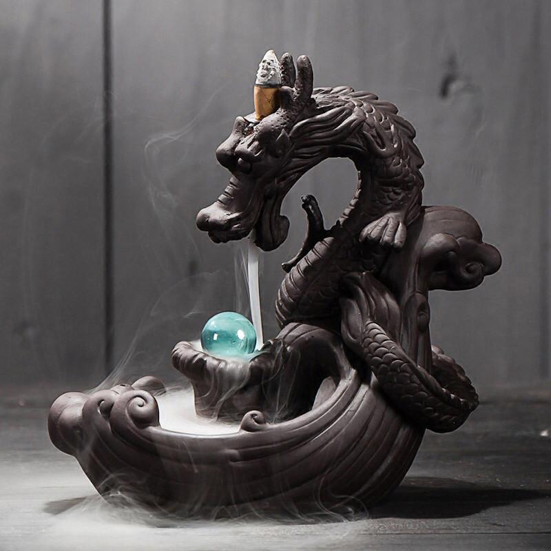 Ceramic Dragon Waterfall Backflow Incense Burner