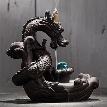 Ceramic Dragon Waterfall Backflow Incense Burner