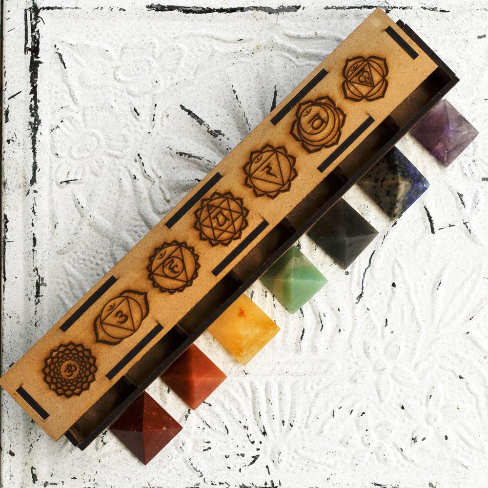 7 Chakra Crystal Pyramids Set