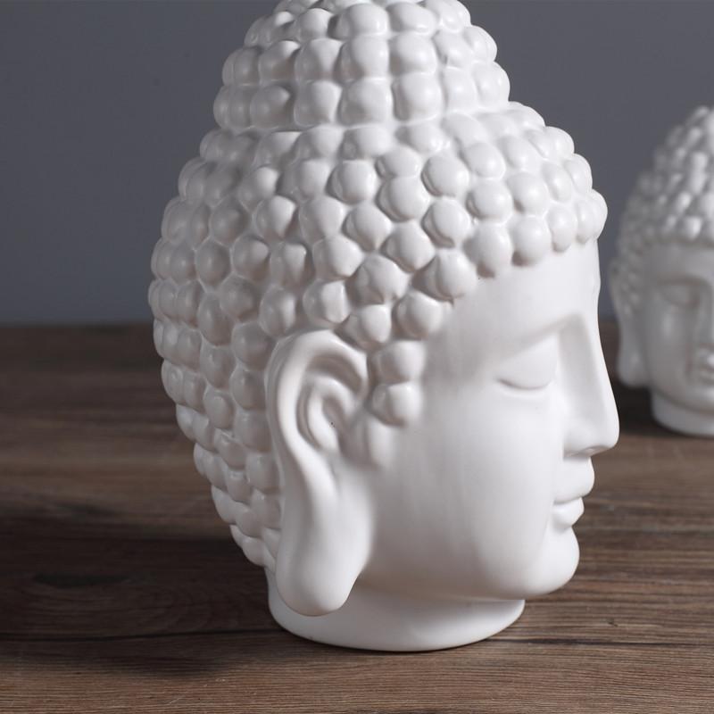 White Buddha Head Figurine