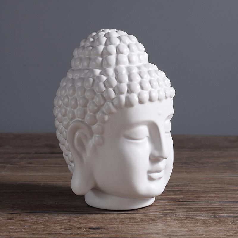White Buddha Head Figurine