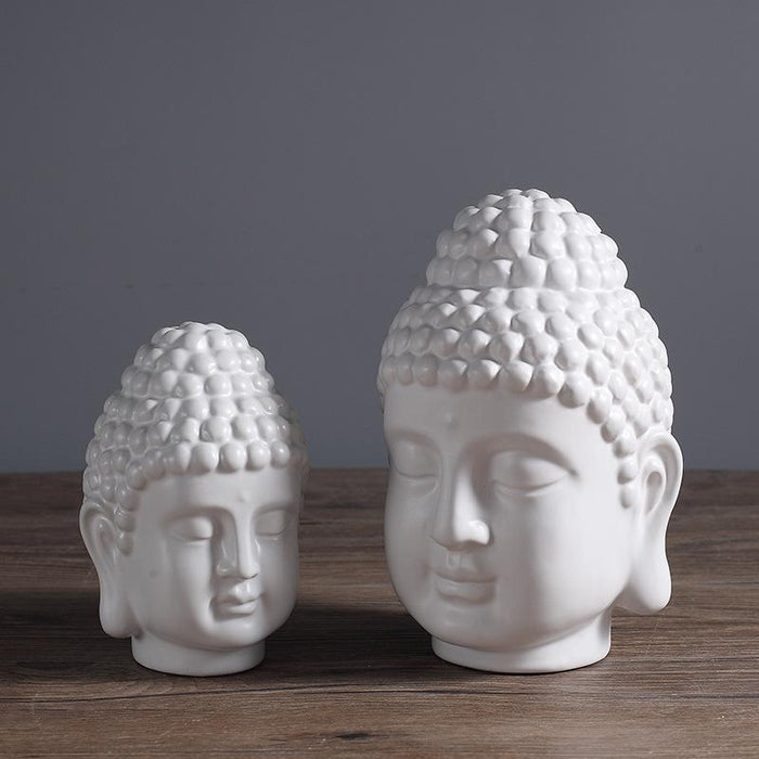 White Buddha Head Figurine