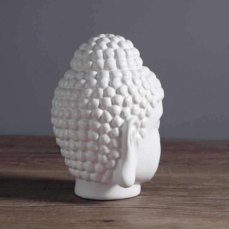 White Buddha Head Figurine