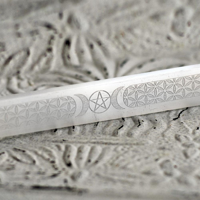 Selenite Stone Triple Moon Crystal Wand