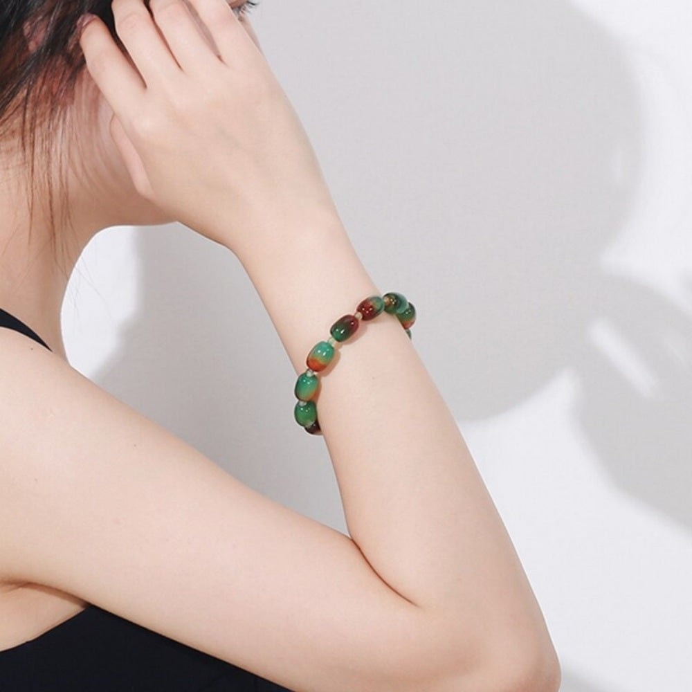 Woman Wearing Gentle Natural Gemstone Bracelet