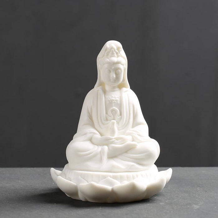 Stillness White Buddha Statue Figurine
