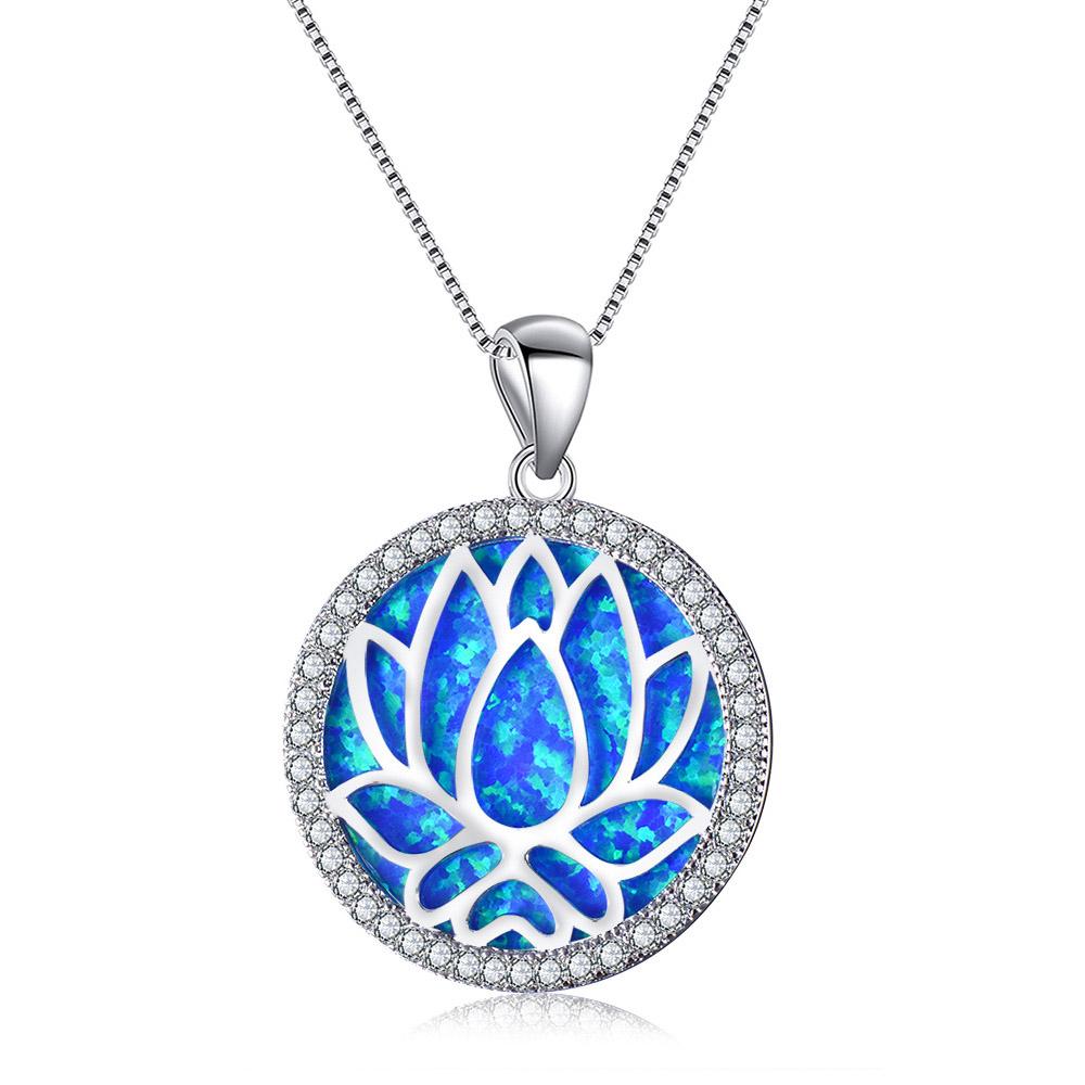 Blue Opal Lotus Necklace