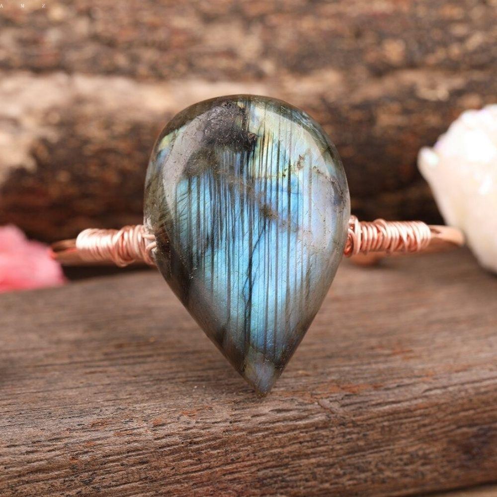 Labradorite Crystal Teardrop Bracelet