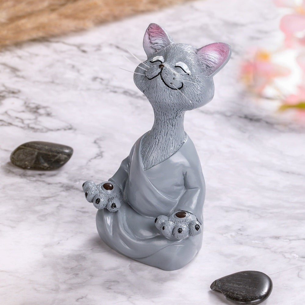 Zen Cat Meditation Statue