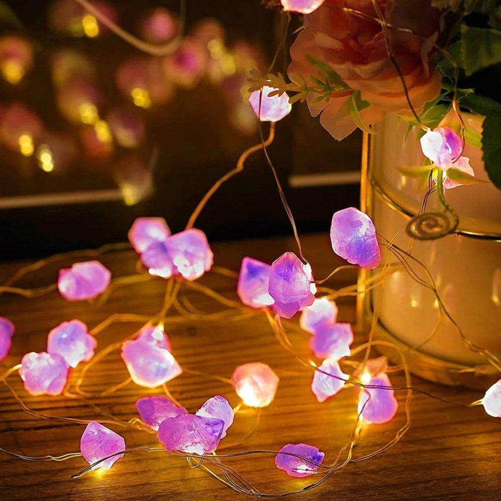 Natural Gemstone Festive String Light Decoration