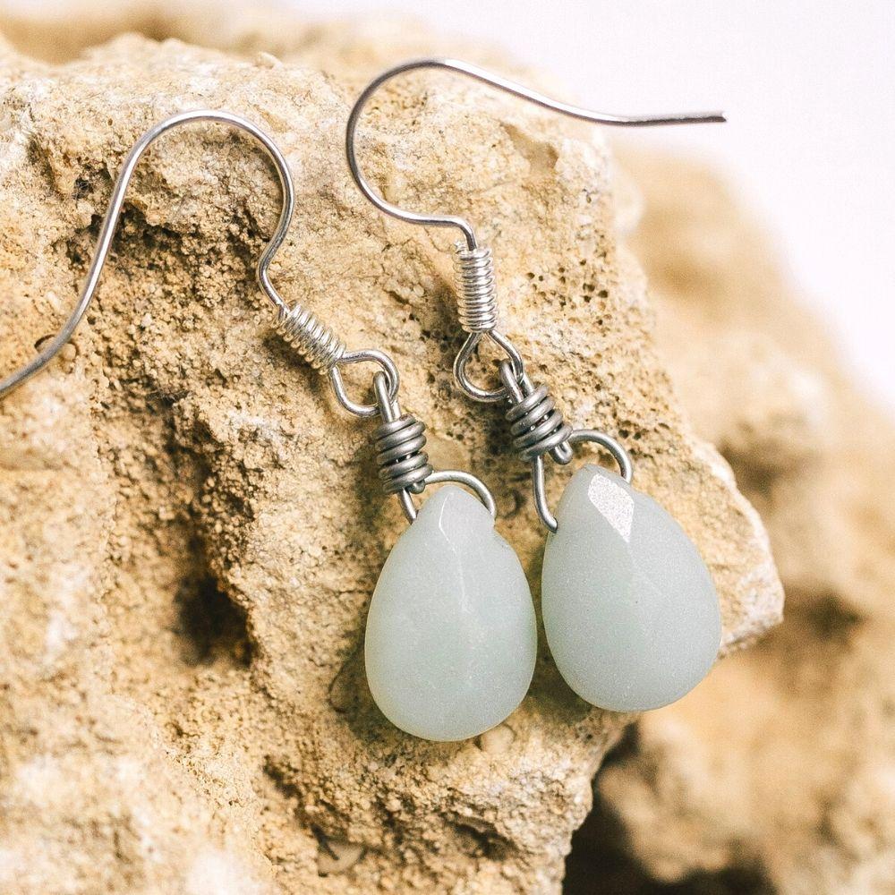 Amazonite Stone Teardrop Earrings