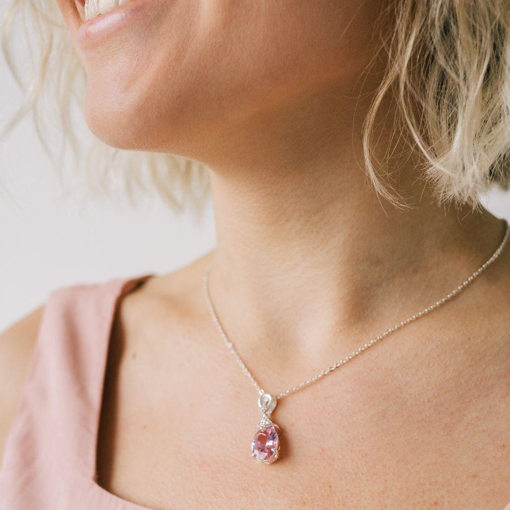 Purple Aquamarine Stone Drop Necklace