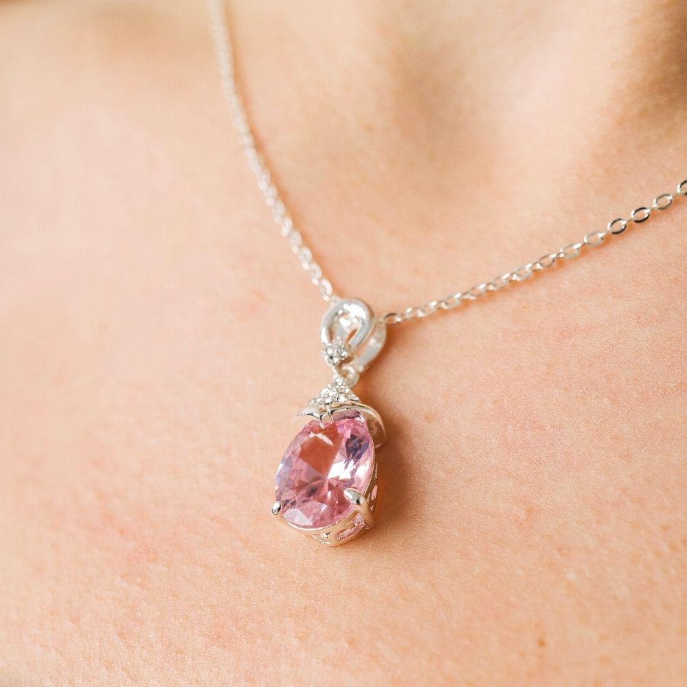 Purple Aquamarine Stone Drop Necklace