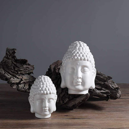 White Buddha Head Figurine