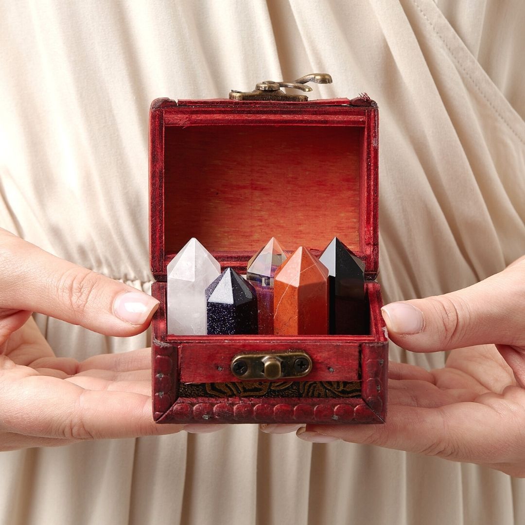 Natural Crystal Point Treasure Box