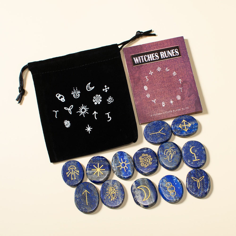 Lapis Lazuli Witch Runes with Guidebook