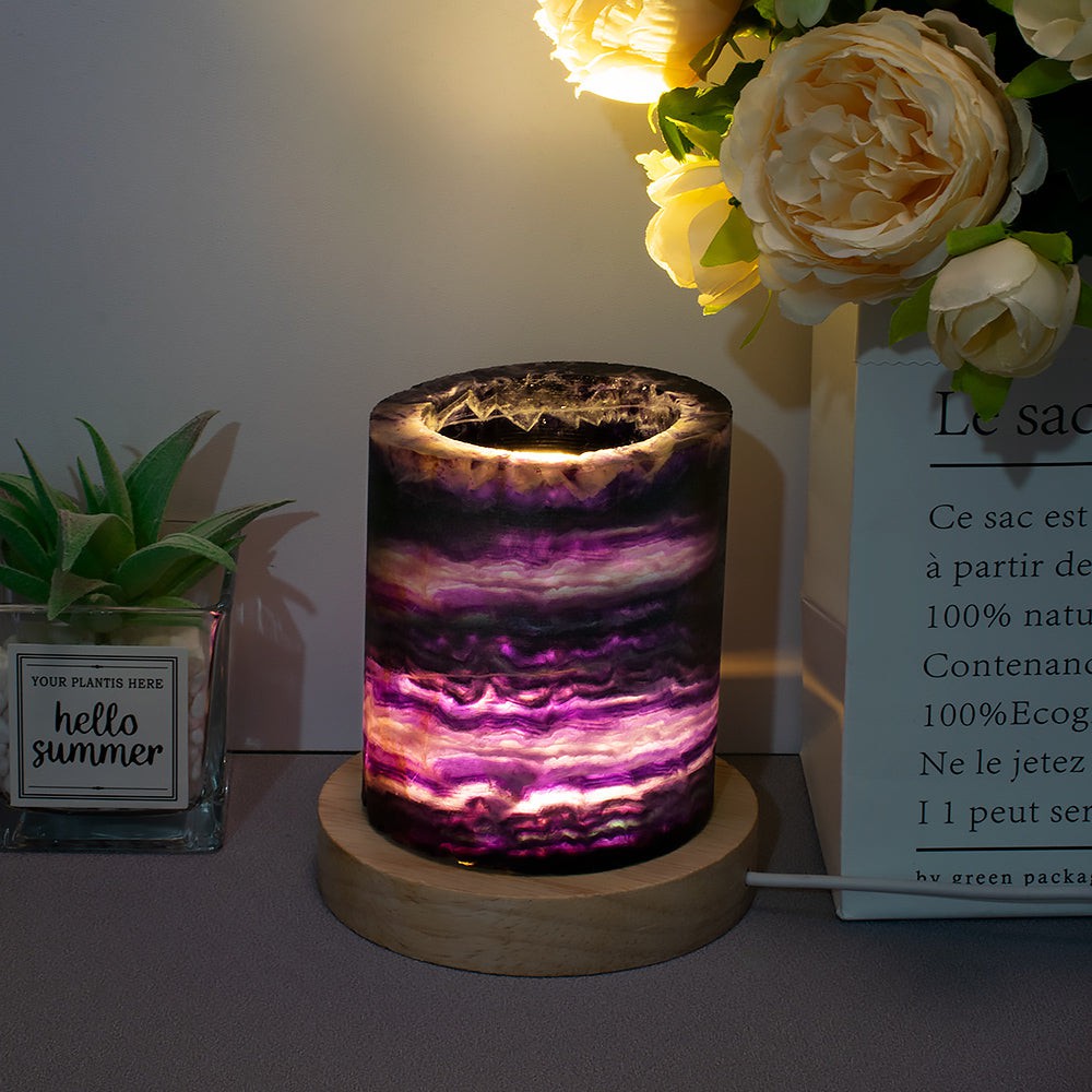 Rainbow Fluorite Crystal Light Lamp