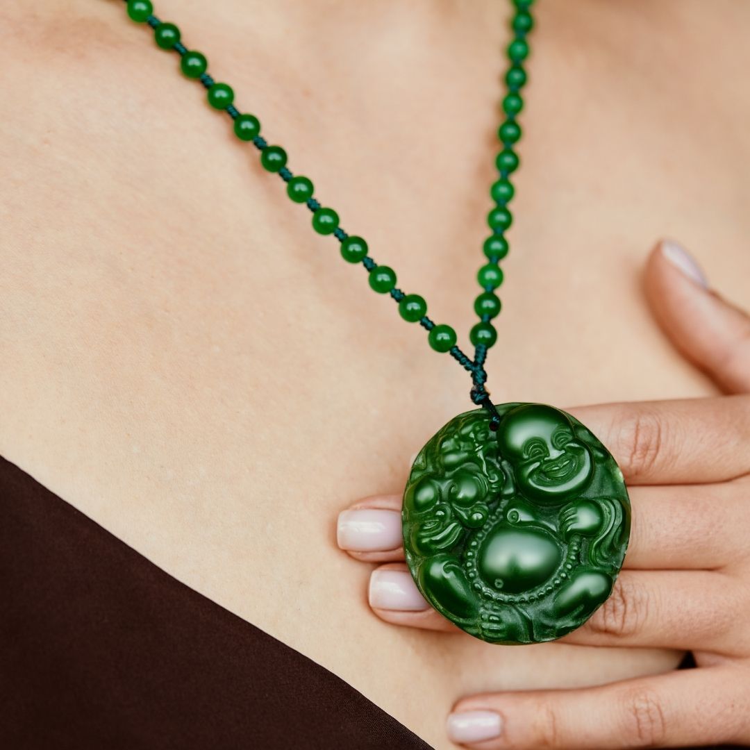 Green Jade Exquisite Chinese Style Necklace Female Peace - Temu