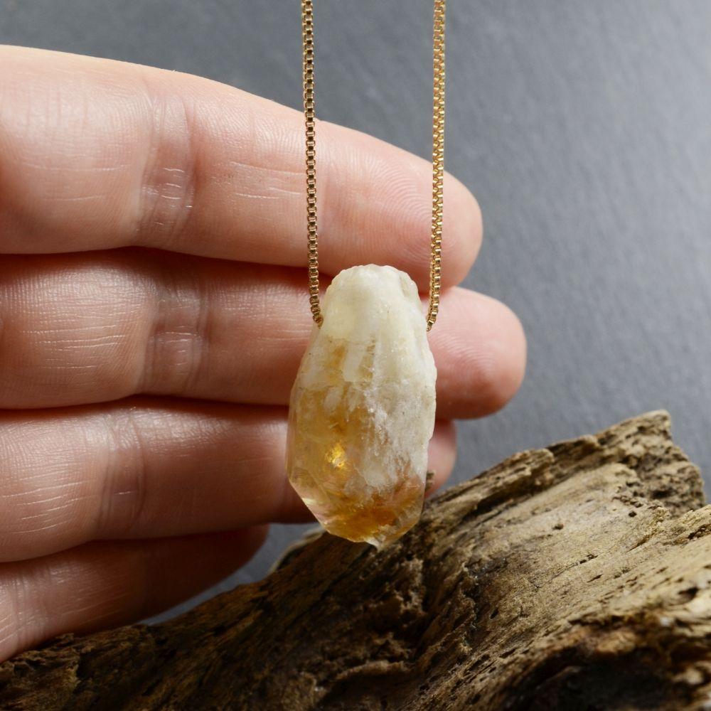 Chunky Raw Citrine Necklace - Copper Wrap Stone - Solstice Waves –  solsticewaves