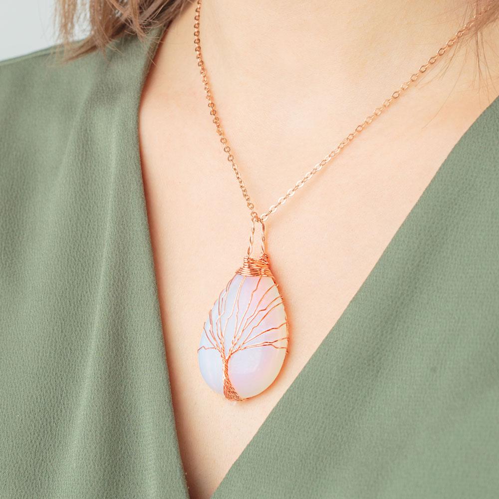 Handmade Tree Of Life Opalite Necklace