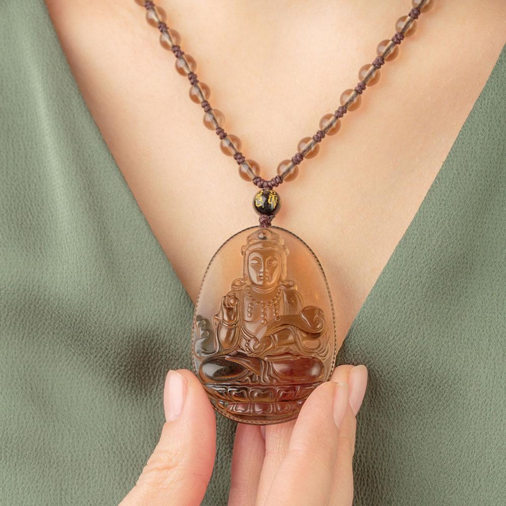 Natural Ice Obsidian Guanyin Necklace