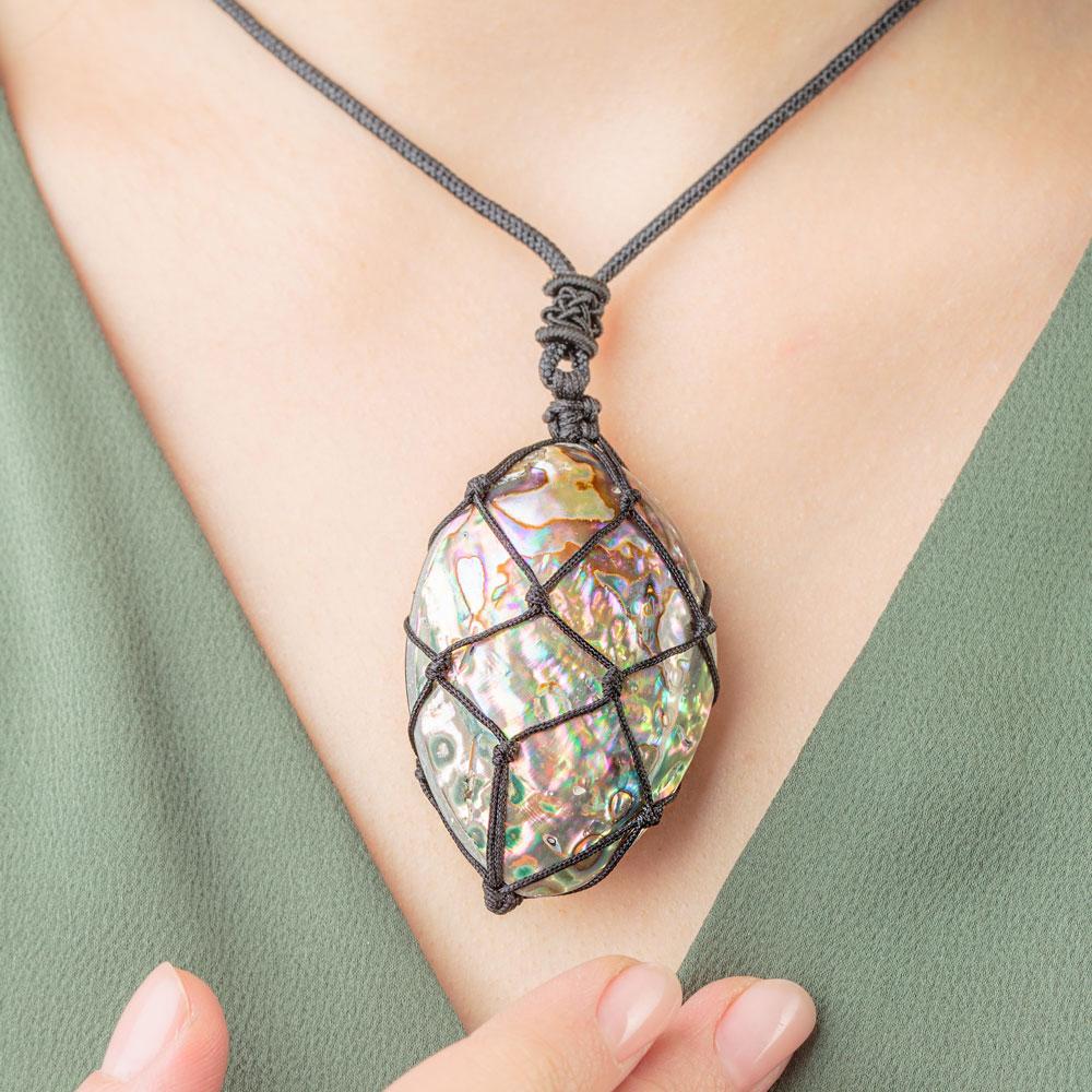 Abalone Mosaic Pendant and Chain Necklace - Yourgreatfinds