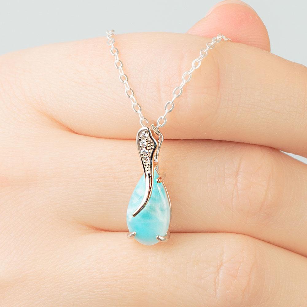 Silver Drop Larimar Crystal Necklace – MindfulSouls