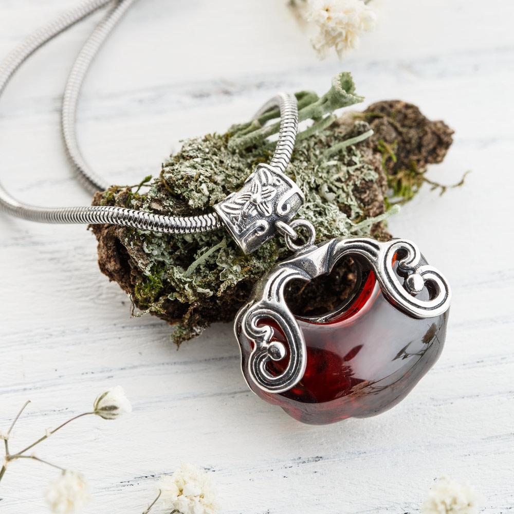 Garnet Pendant Necklace with Heart Motif - Believing Heart | NOVICA