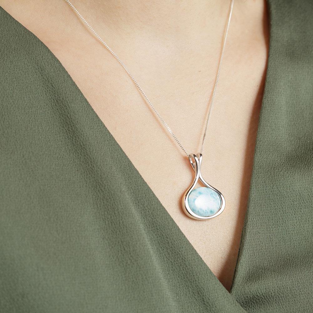 Mermaid Silver Larimar Crystal Necklace – MindfulSouls